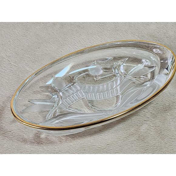 Studio Nova Mikasa Oval Candy Dish Christmas Gilded Bells 7" Gold Trim 80's Vtg - Picture 6 of 12